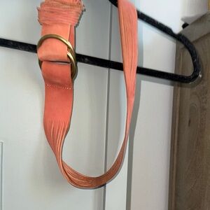Anthropologie Coral Belt with Gold Buckle